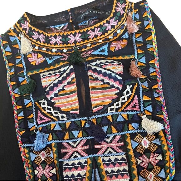 Zara NWOT Embroidered Halter Flowy Tank - Picture 6 of 12